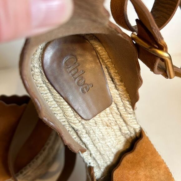 Chloe | Lauren Espadrille Wedge Sandal Brown Suede Size 9 Made In Spain - Picture 7 of 14